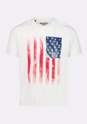 Tusaf Men's Graphic T-Shirt with American Flag Print, Milk - BM24648 Summer Sweater