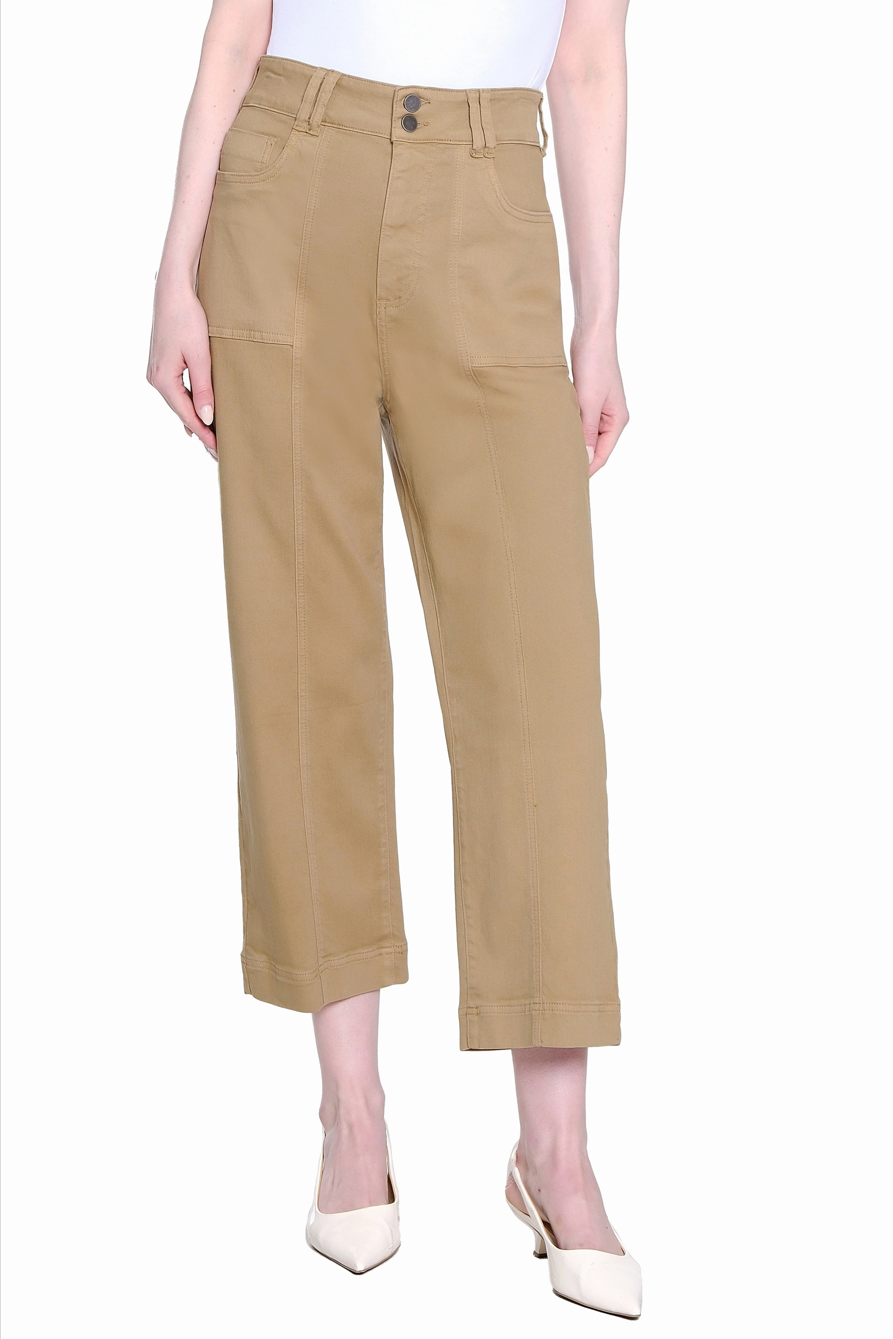 Twill Crop Pant - Bronze Polished Look No Gap Waist Construction