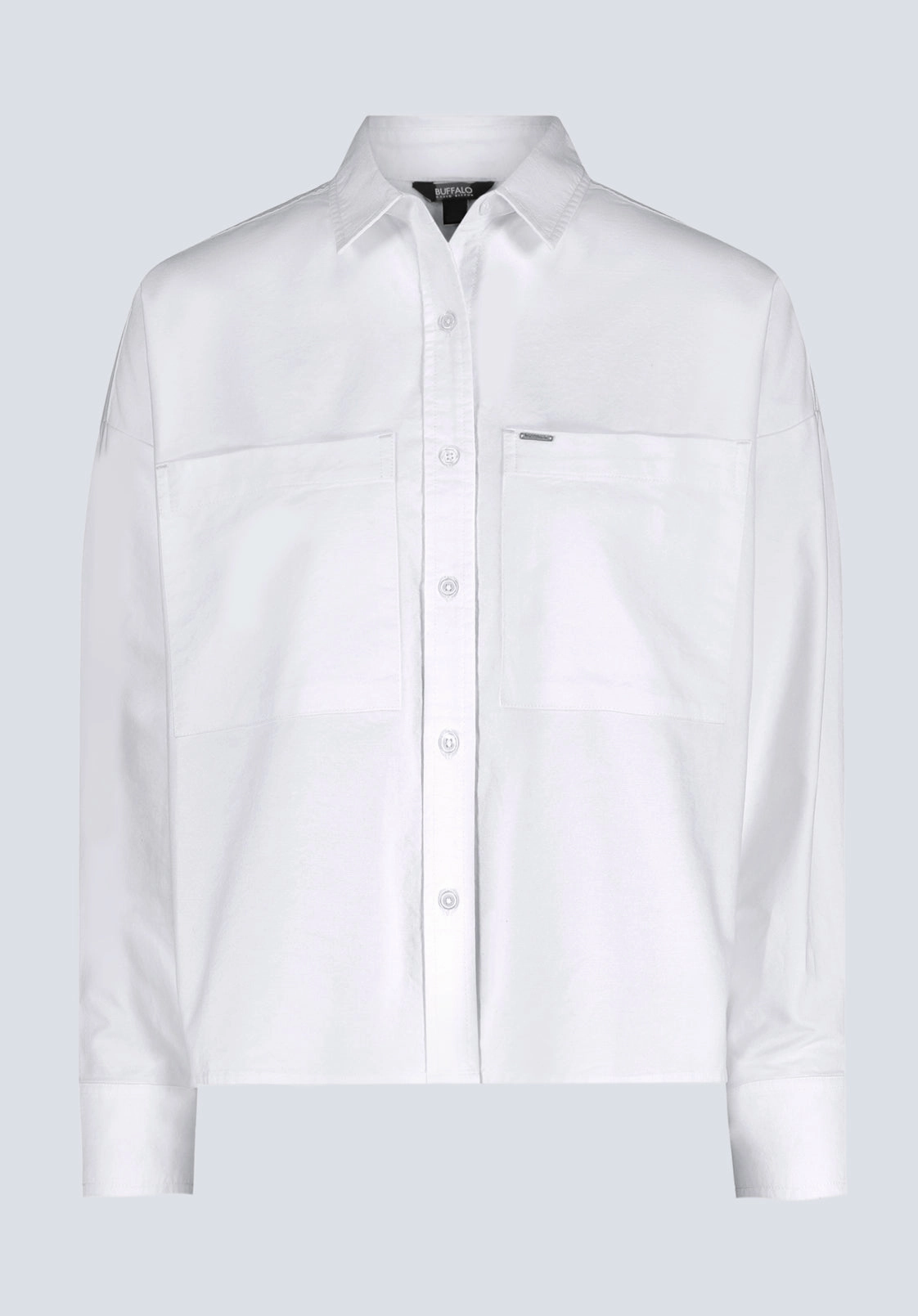 Gender Neutral color block Twyla Women's Boxy Button-Up Shirt, White - WT0170H