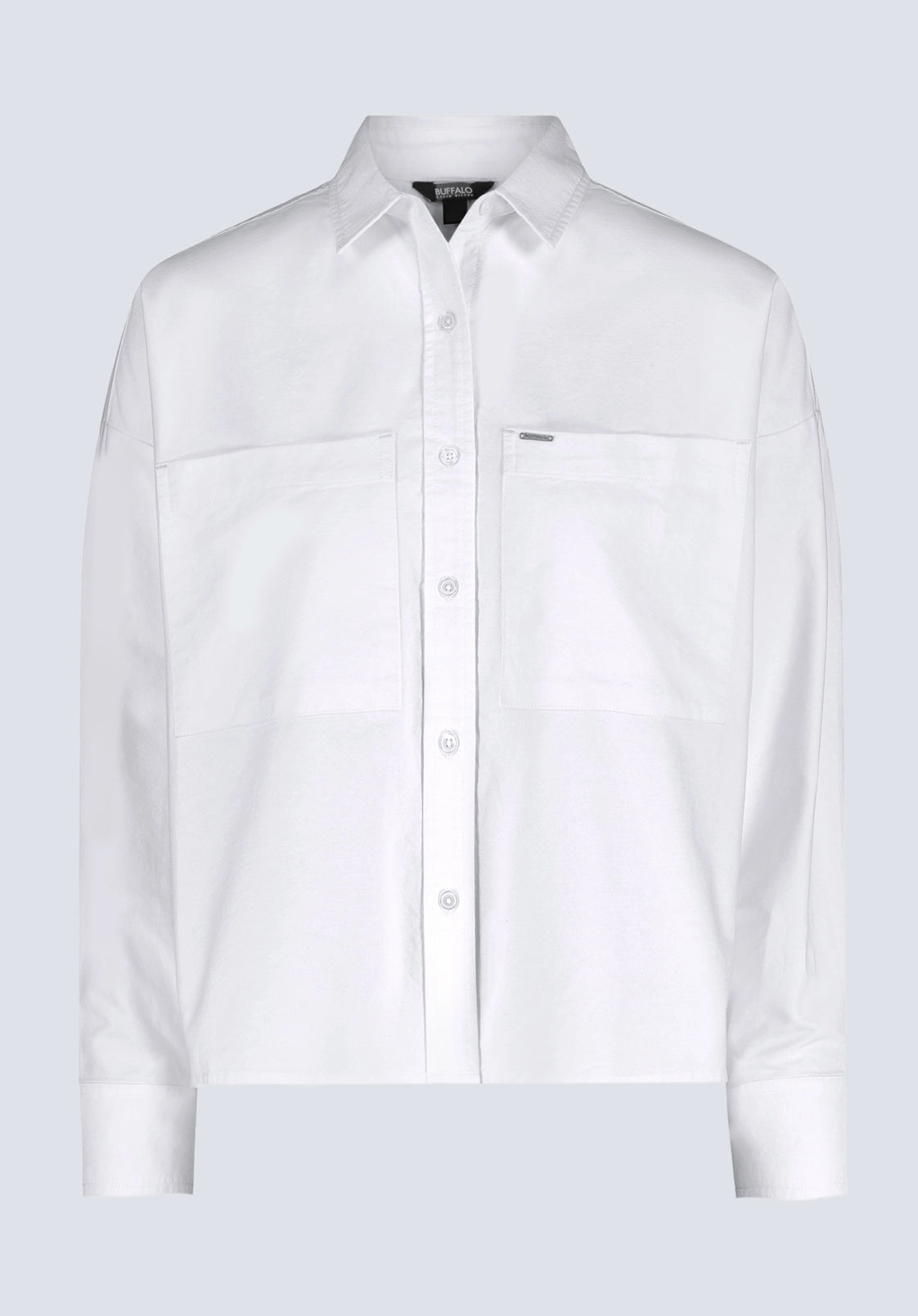 Twyla Women's Boxy Button-Up Shirt, White - WT0170H Eco Friendly Production Winter Collection