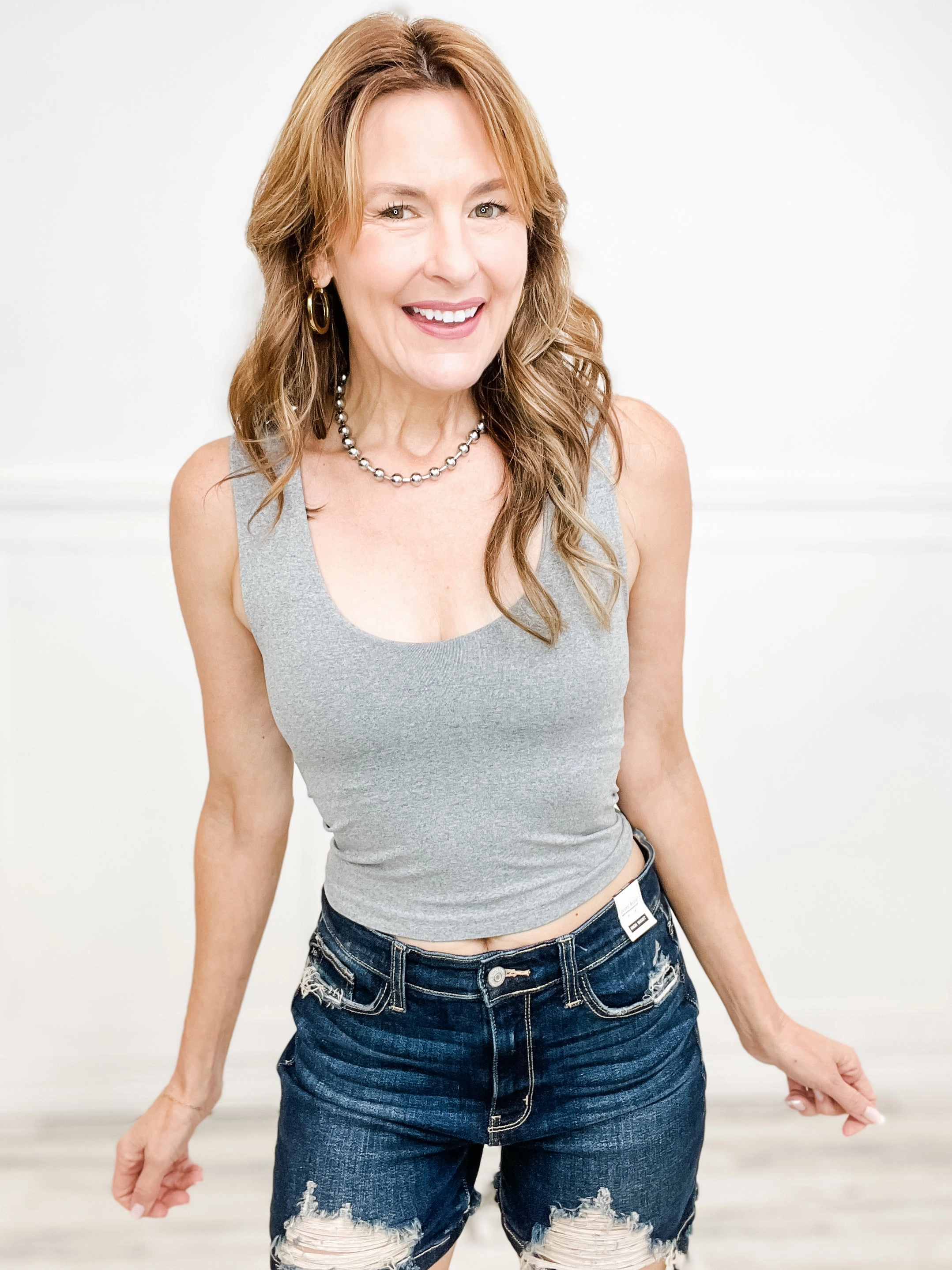 Tunic top U-Neckline Seamless Cropped Tank Top