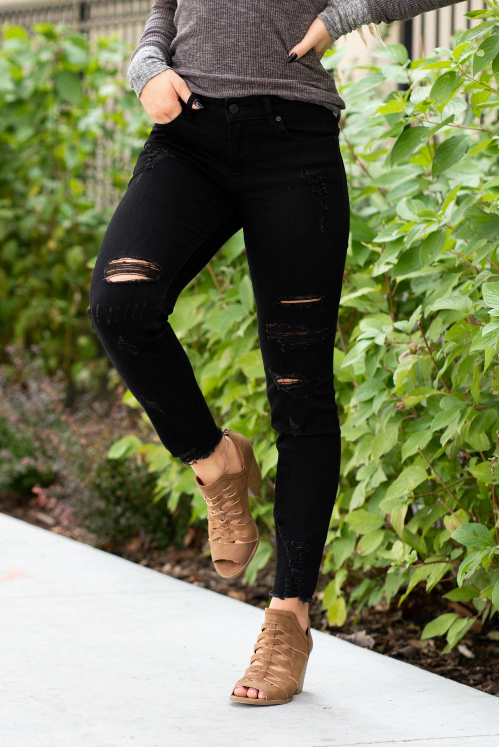 Barstow Mid Rise Distressed Skinny Regular & Plus Sizes Youth Style Student Outfit Active Friendly