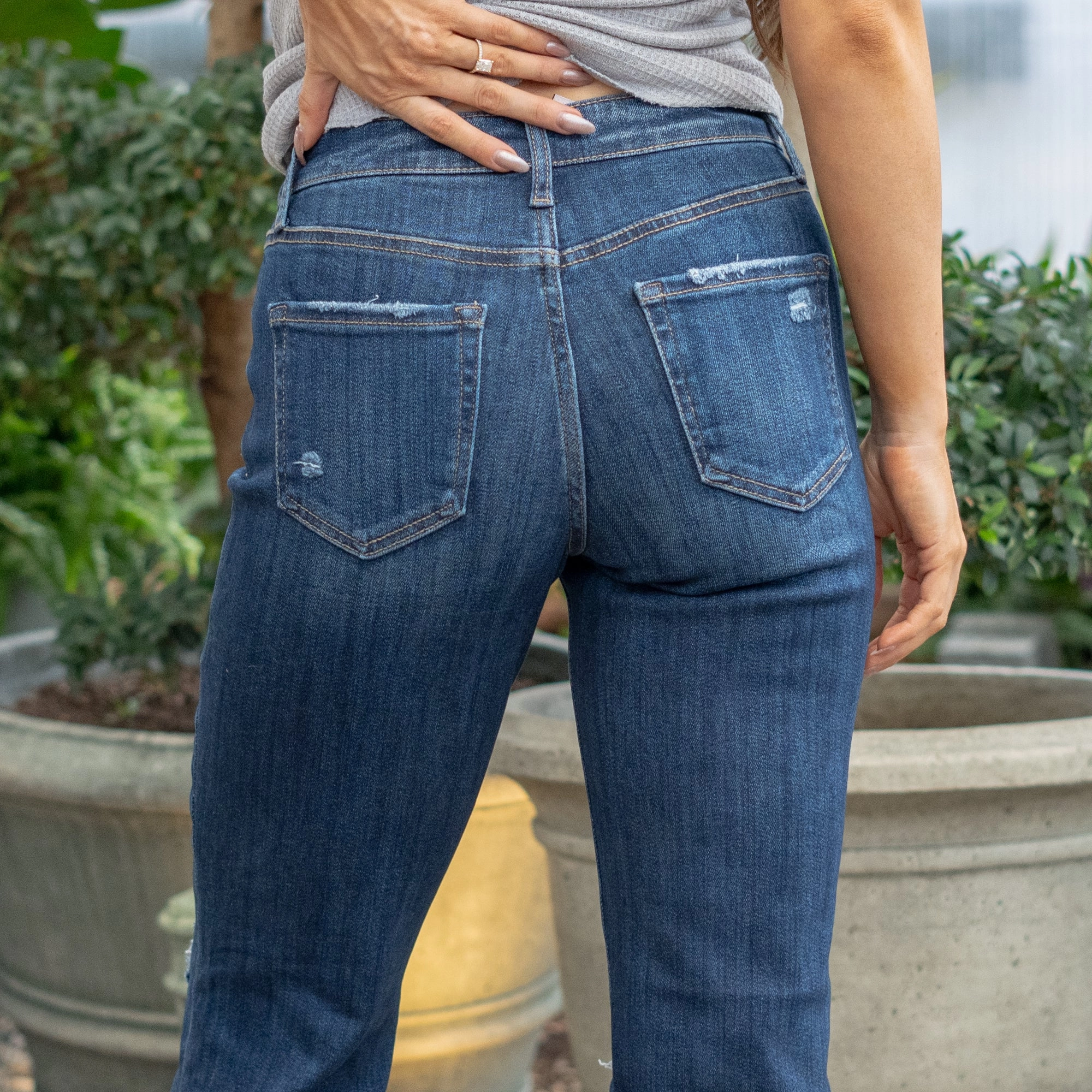 Ultra Crisp High Rise Cropped Straight Leg Regular & Plus Sizes Abrasion Resistant Denim Flattering Waist Design