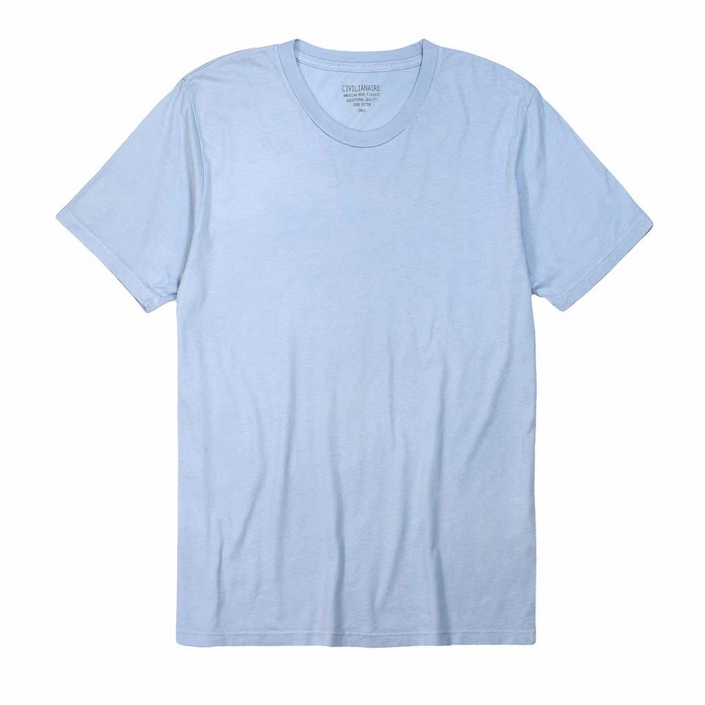 Crew Neck Short Sleeve Tee - Skyra Blue standard fit High Neck Design
