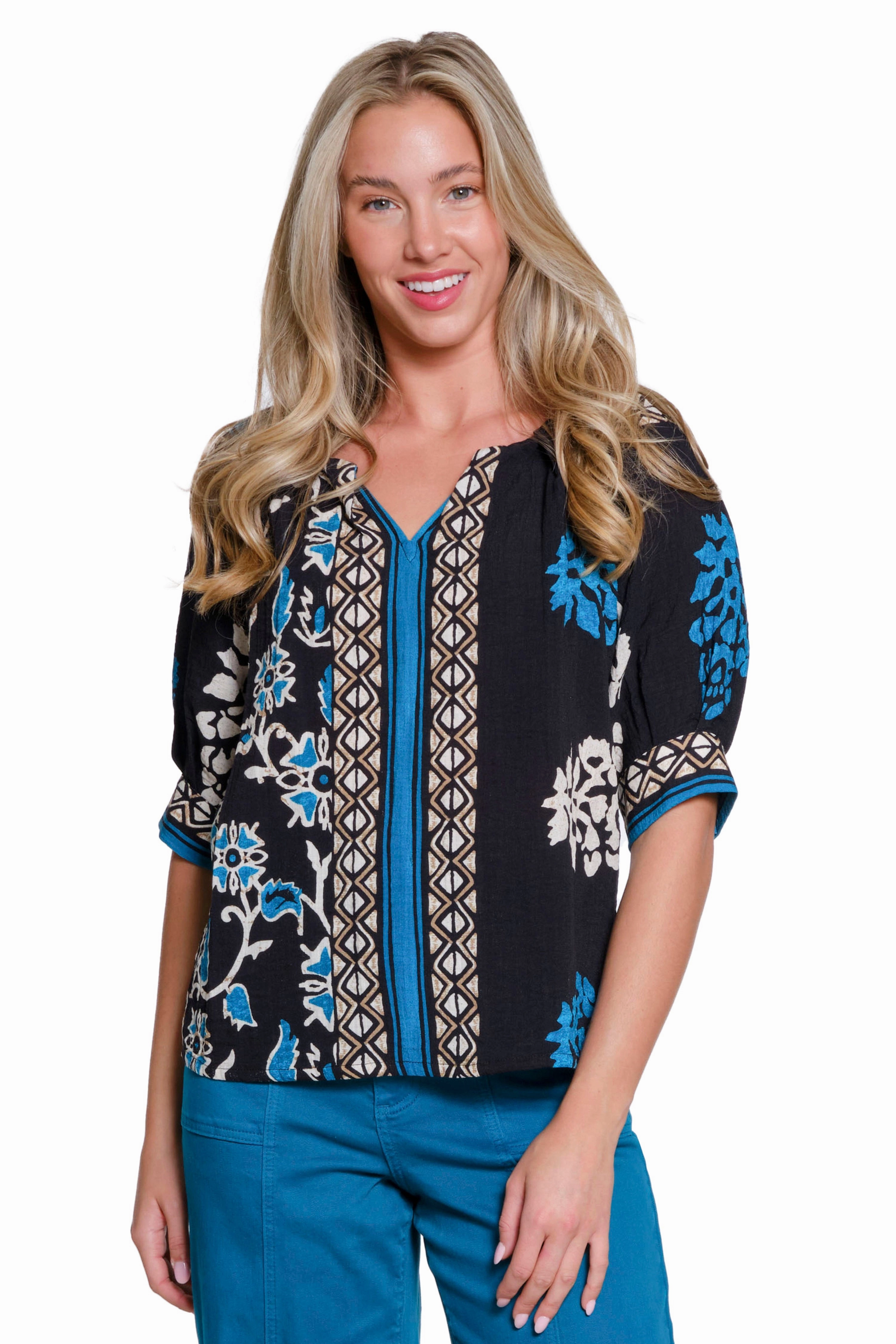 Comfy Cardigan AntiPillTreatment Print Popover Top - Multi