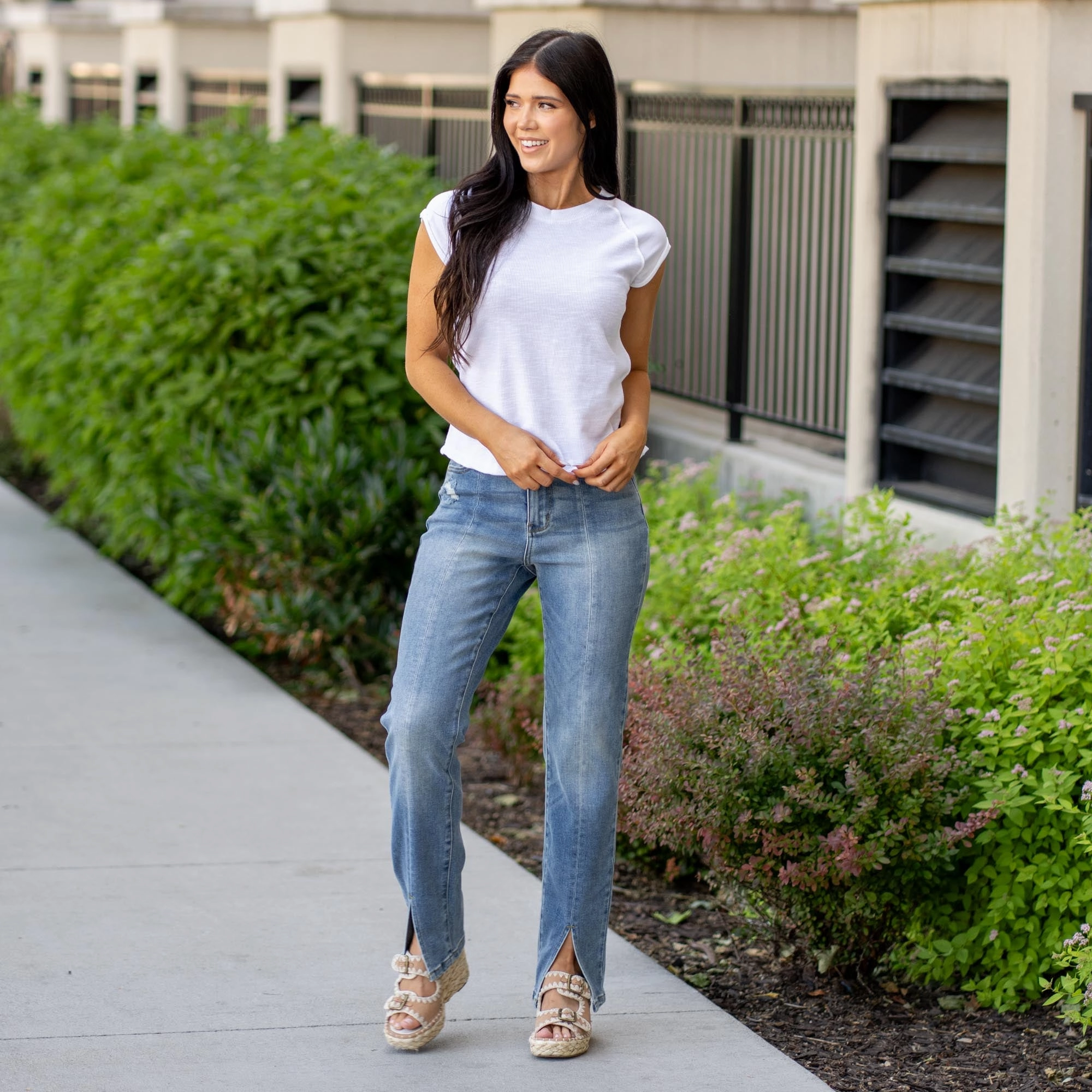 Washed Jersey And Rib Muscle  Top T-Shirt Leisure Wear