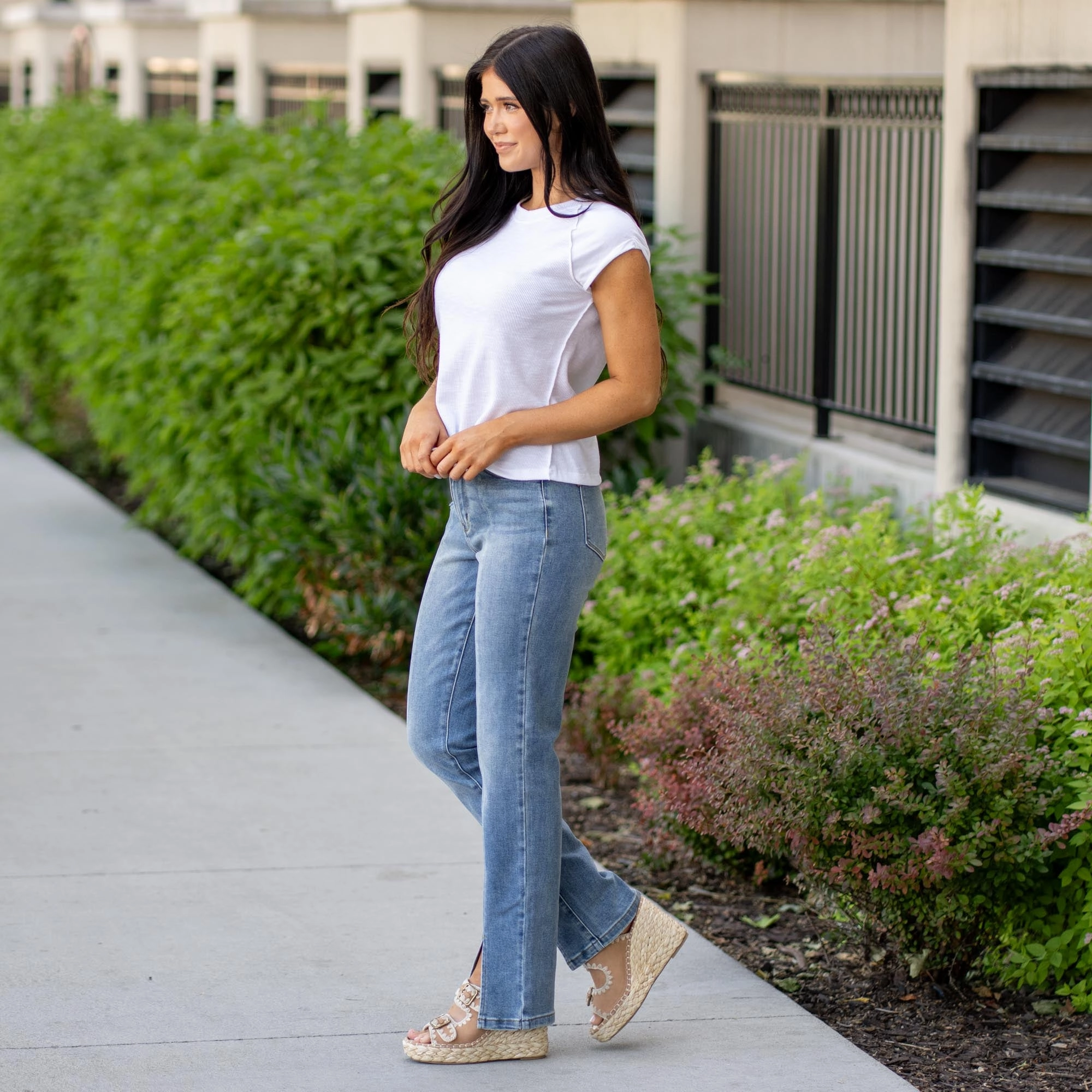 Washed Jersey And Rib Muscle  Top T-Shirt Fur combination Picnic