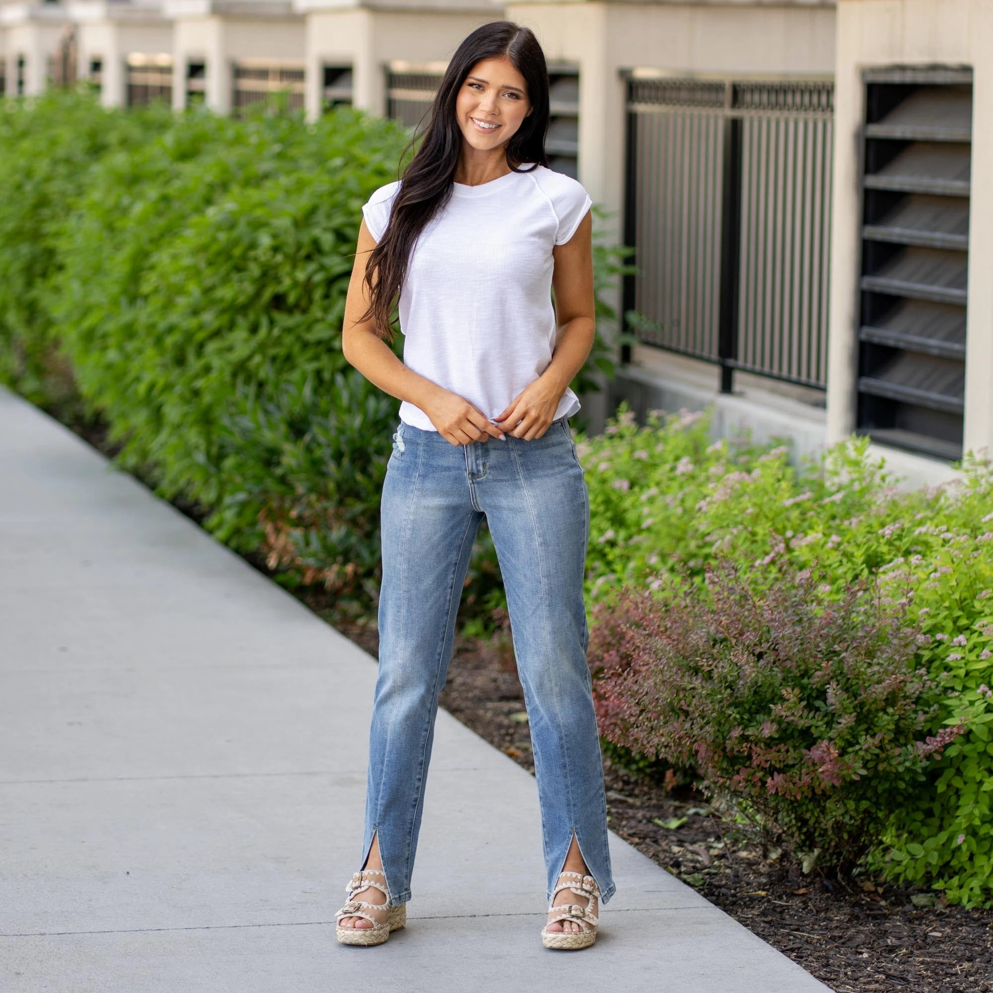 Washed Jersey And Rib Muscle  Top T-Shirt proper length