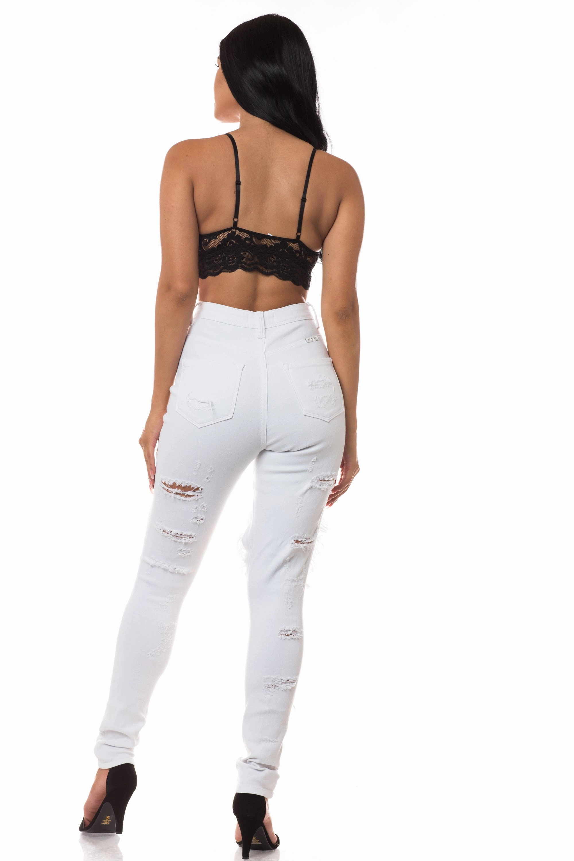 Trusted Outfit 4343 Women's High Rise Skinny Jeans W/ FRONT LEG DESTRUCTION