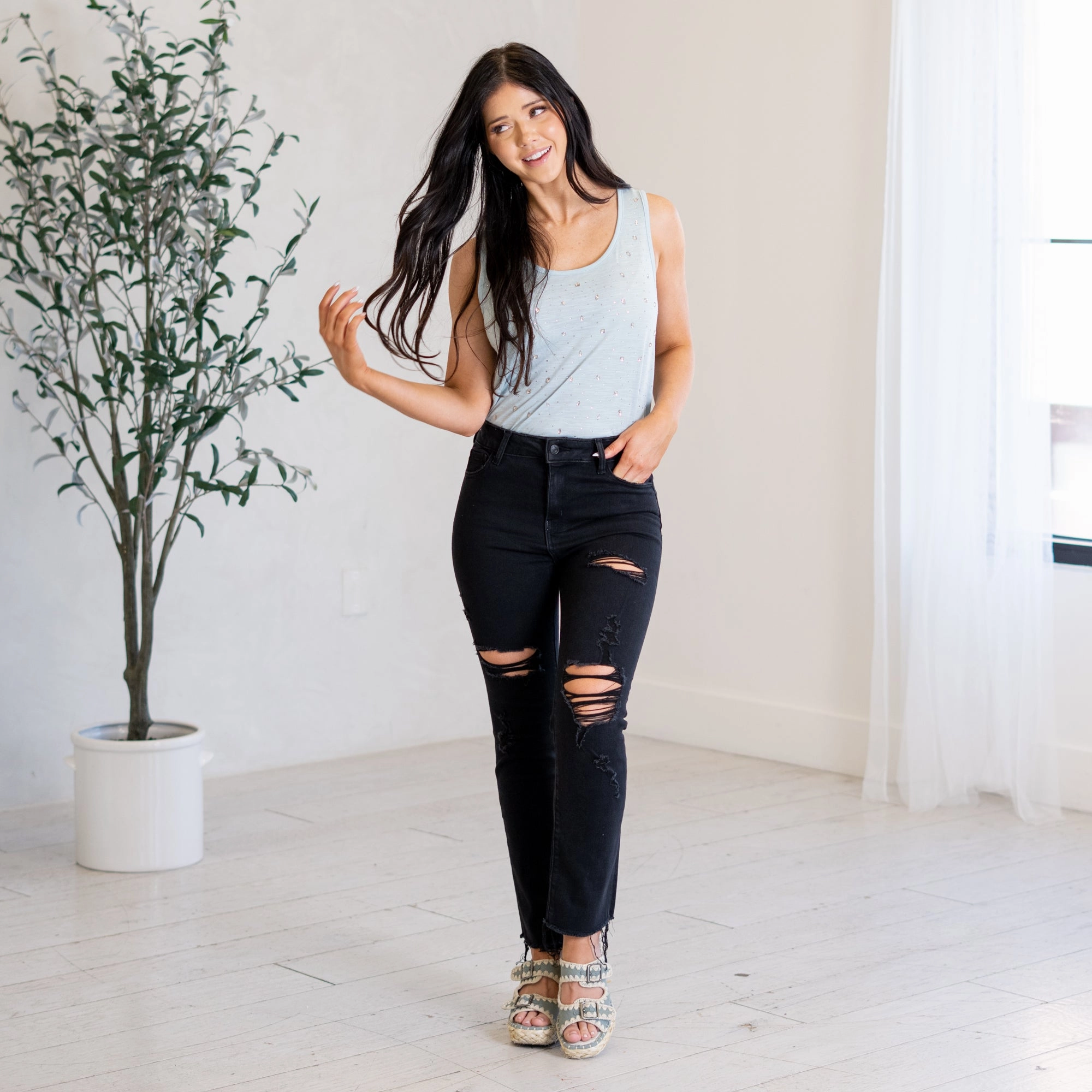 Soft Road Trip Youth Style Charlotte High Distressed Cropped Skinny Regular & Plus Sizes