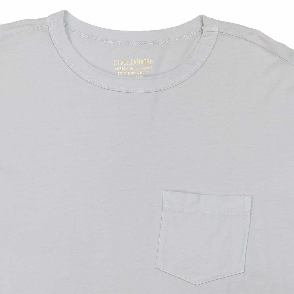 Circular Knit Crew Neck Long Sleeve 1 Pocket Tee - Frost