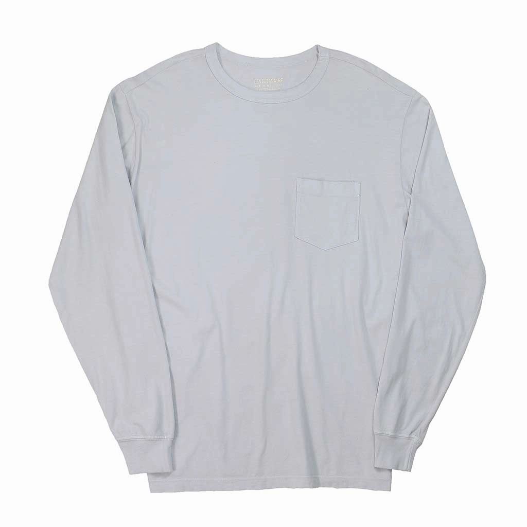 RollUpCuff Quick Access Slit Crew Neck Long Sleeve 1 Pocket Tee - Frost