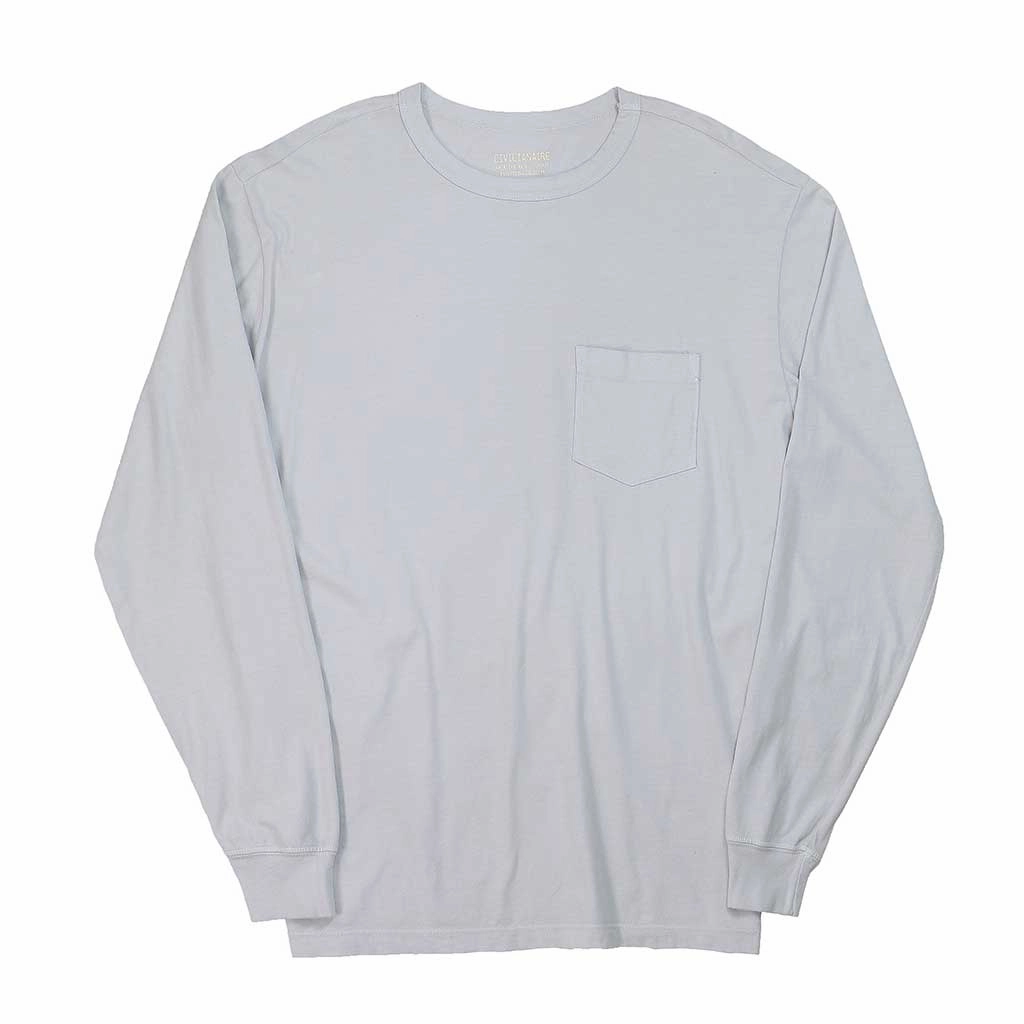 anti static coating Crew Neck Long Sleeve 1 Pocket Tee - Frost