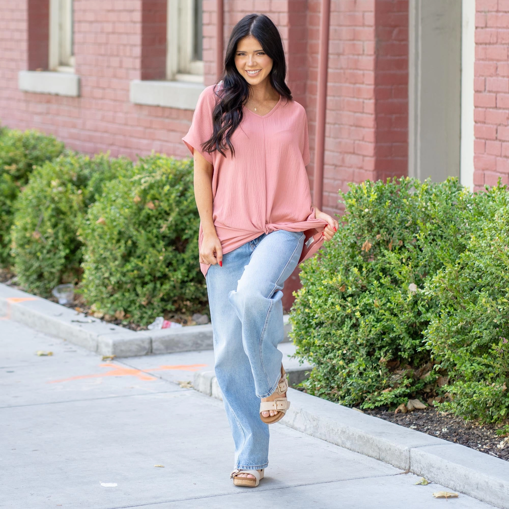Neutral Colors Vanilla Bay Sienna Knot Front Dolman Top Mauvelicious