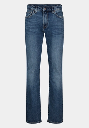 Vintage Lover Teen Outfit Slim Boot King Men's Jeans, Creased and Sanded Indigo - BM26033