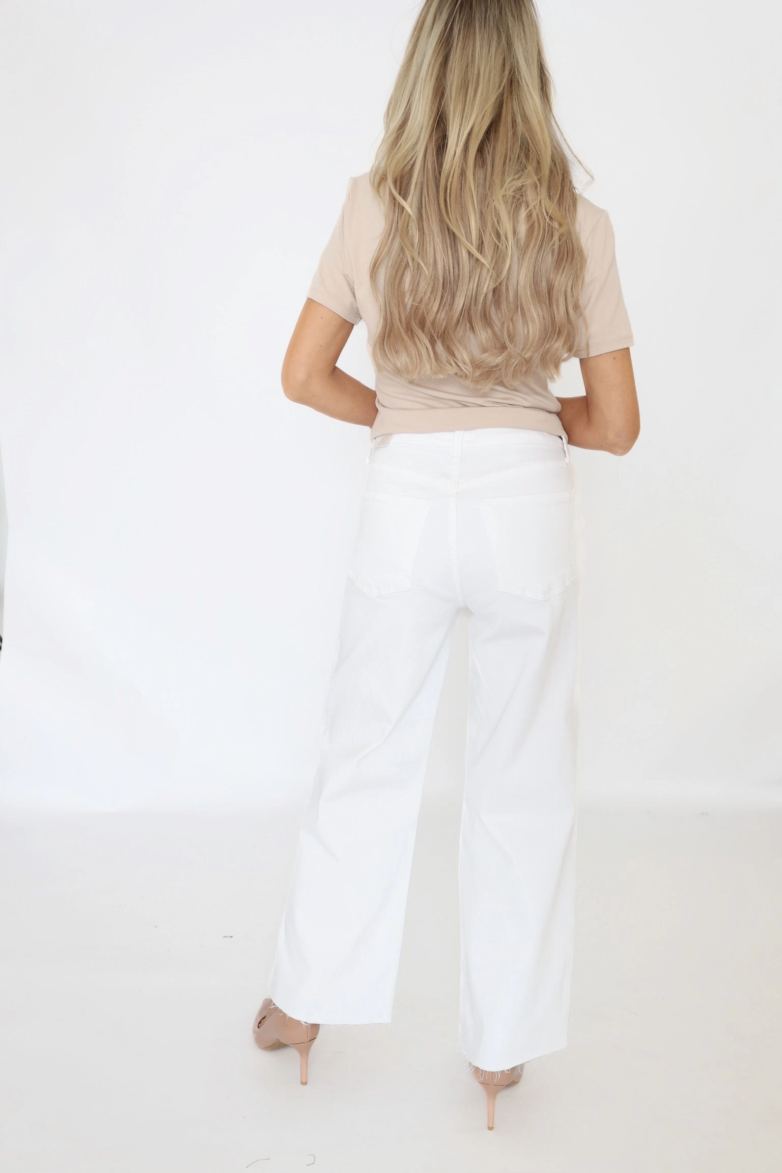 Core Layer Meg High Rise Fab Ab Wide Leg Jean - Optic White (final sale)