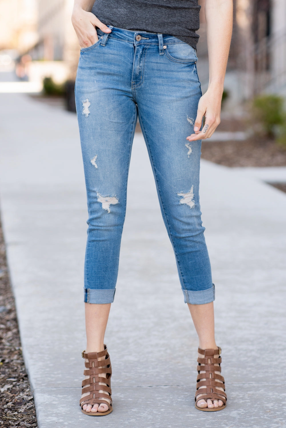 Bradwell Mid Rise Cuffed Skinny Capri Seasonal piece Eco Certified Textile Standards