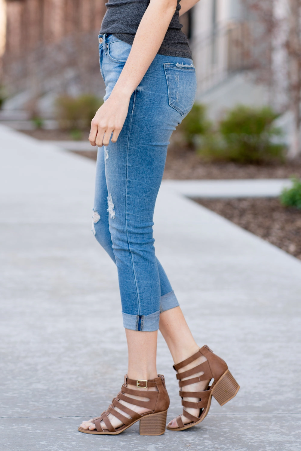 Bradwell Mid Rise Cuffed Skinny Capri Neutral Daily Wear Sunny Vibes Casual