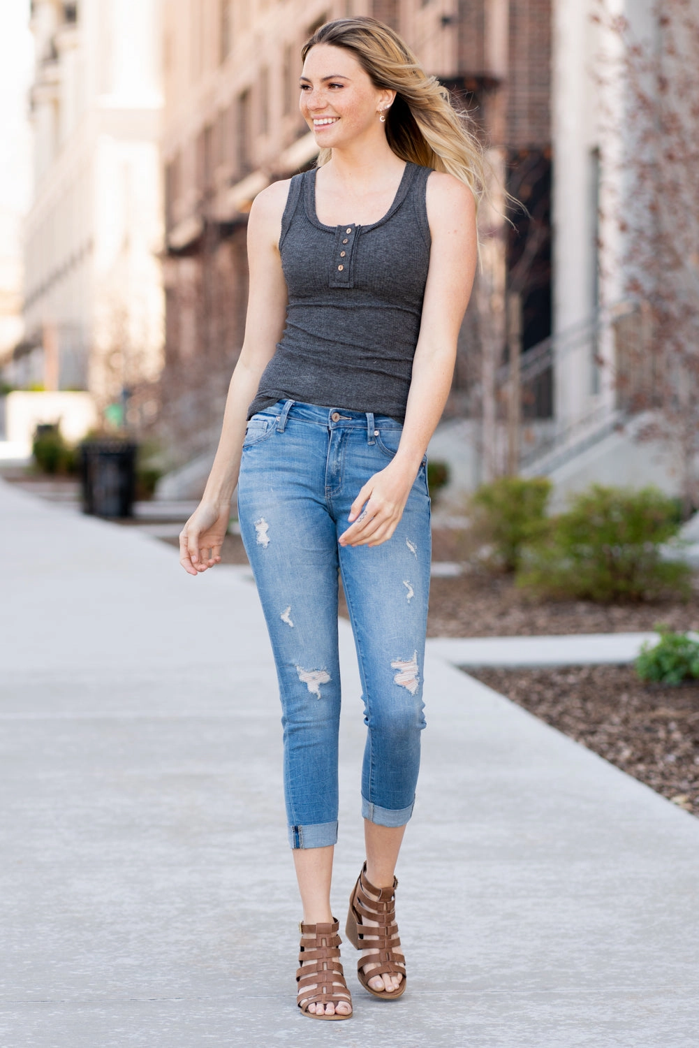 Timeless Match Bradwell Mid Rise Cuffed Skinny Capri