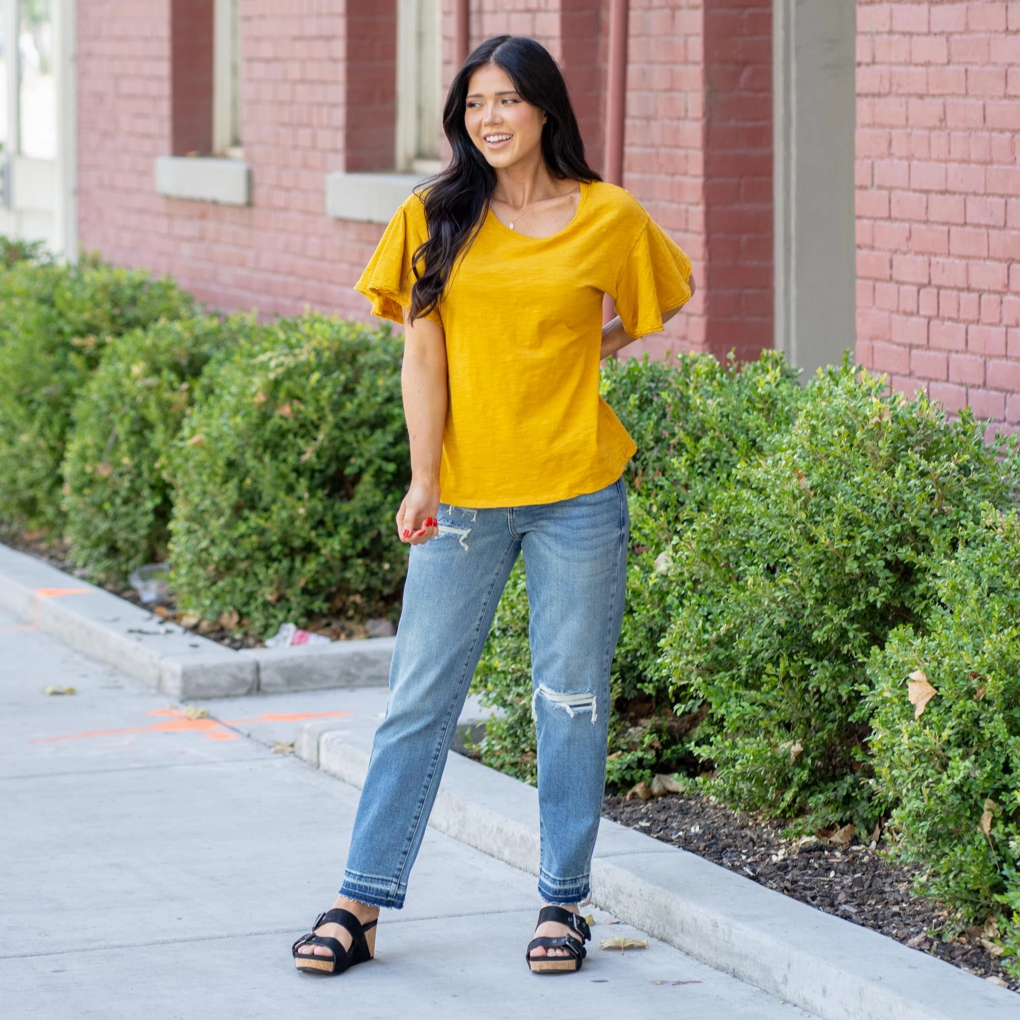 Trendy Vibes Wear TearResistant Fabric Vanilla Bay Raw Edge Relaxed Knit Tee ?C Ginger