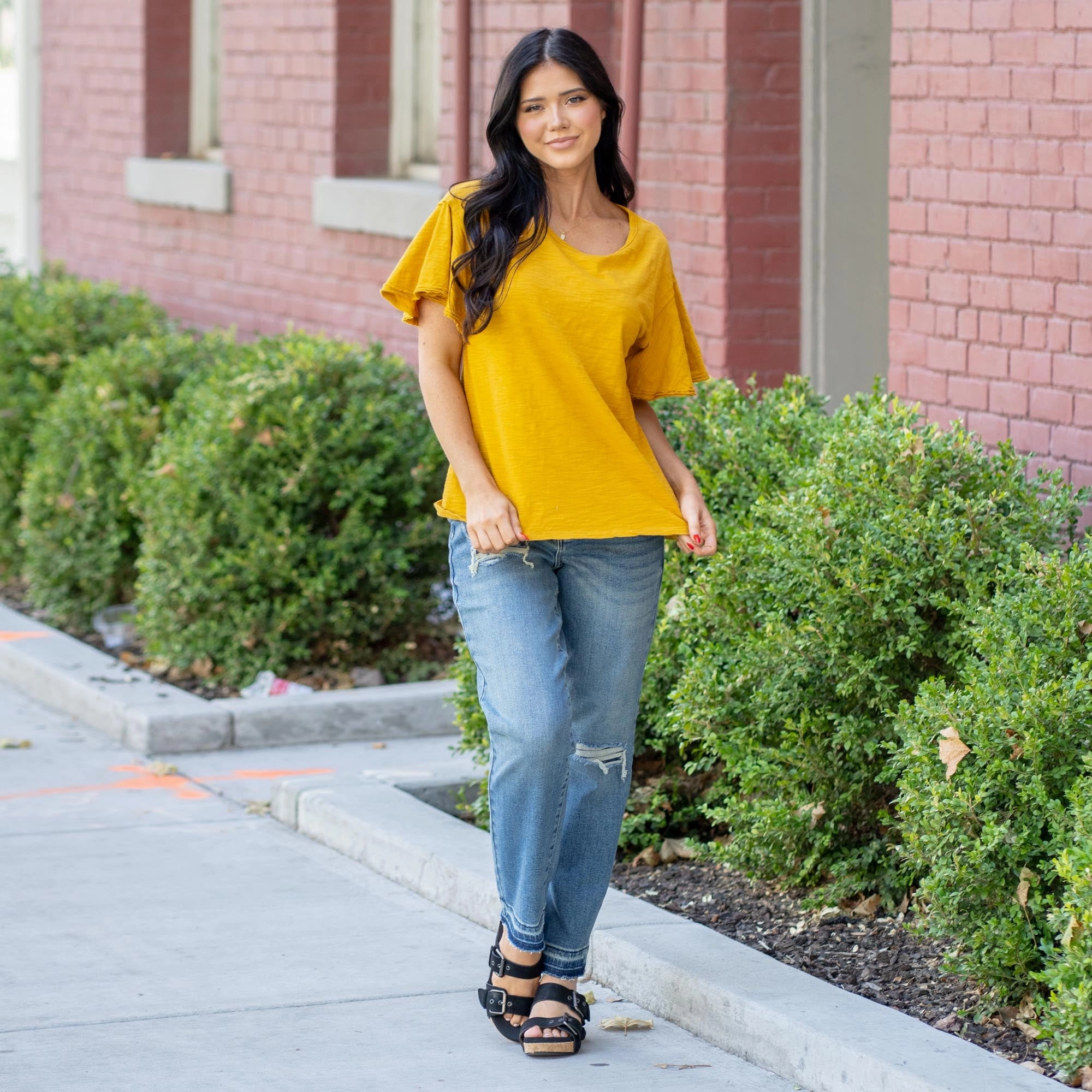 Vanilla Bay Raw Edge Relaxed Knit Tee ?C Ginger All Day Flex Quick Dry Wear Fit