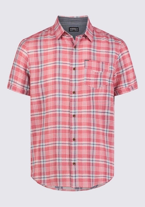 Sirilo Men??s Plaid Short-Sleeve Shirt in Red - BM24283 Adjustable Cuff Closure bohemian flair