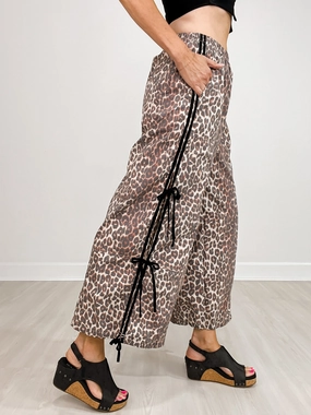 Loose Fit Jogger Pants With Side Detail Ribbon Ties Easy Stretch Fit