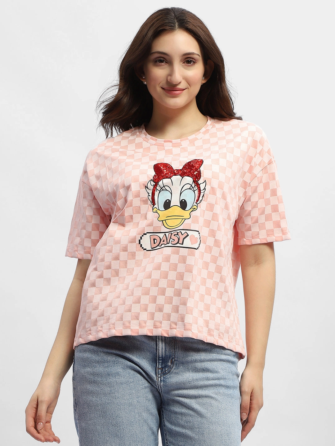 NoSlipGripperBand HoodedVersion Madame Disney Donald Duck Pink Cotton T-Shirt