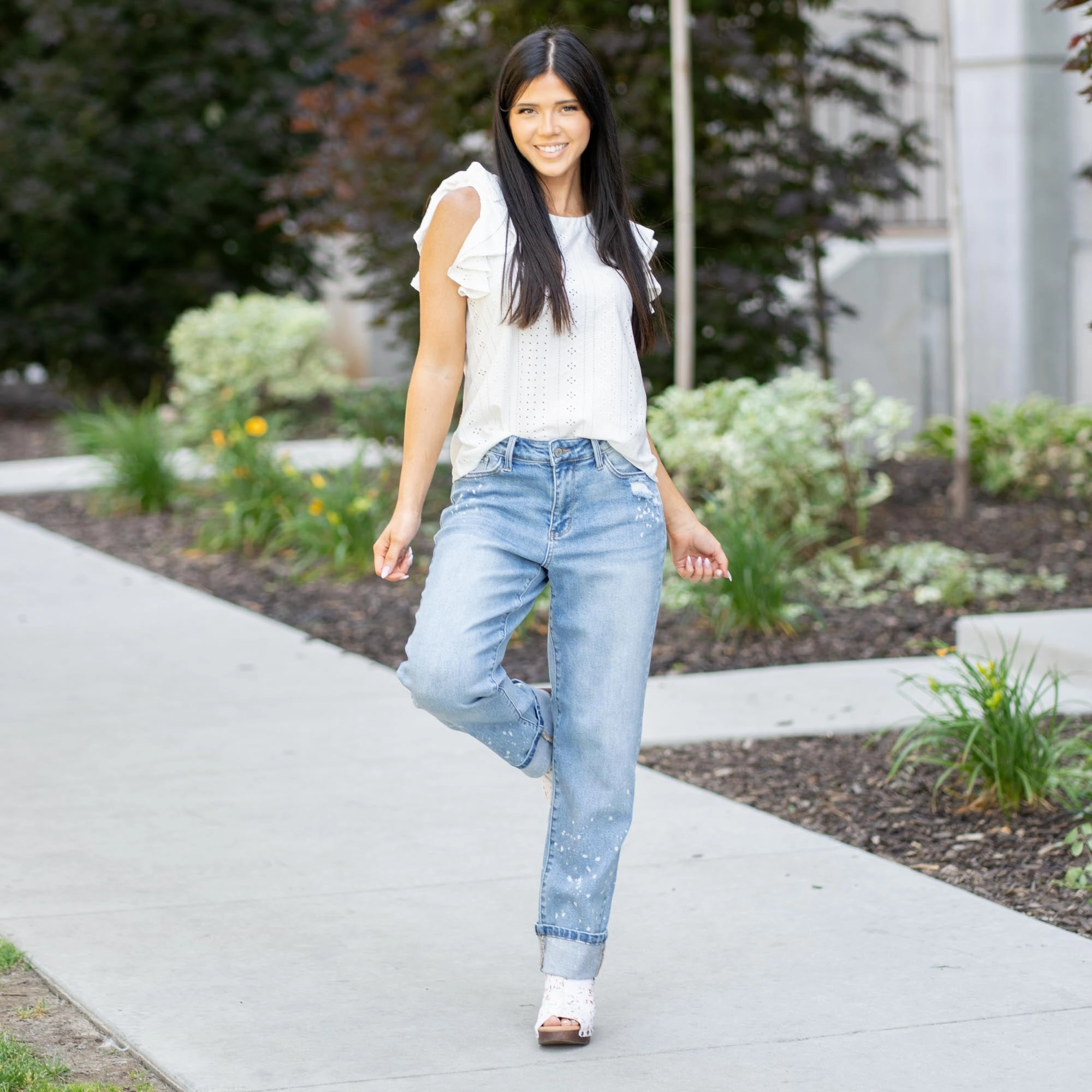 Bleached Intentions Mid Rise Boyfriend Regular & Plus Sizes Essential Piece