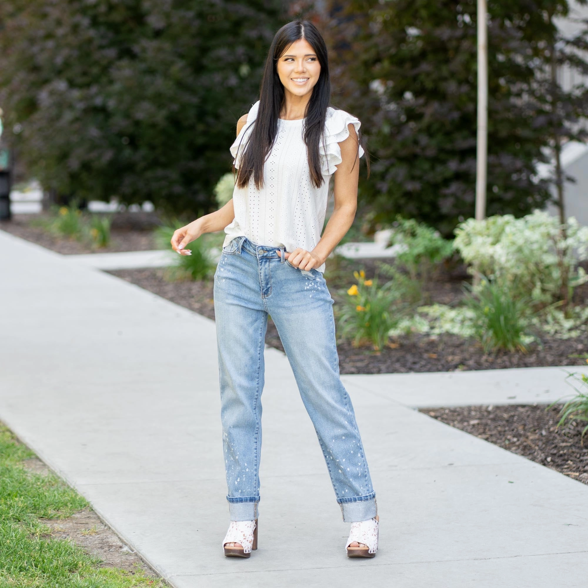 Eco Friendly Dye Process Bleached Intentions Mid Rise Boyfriend Regular & Plus Sizes