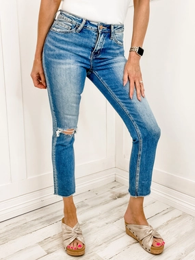 Vervet by Flying Monkey Mid-Rise Straight Crop Denim Jeans Weekend Warrior Elegant Earthy Modern Minimalist Office Wear