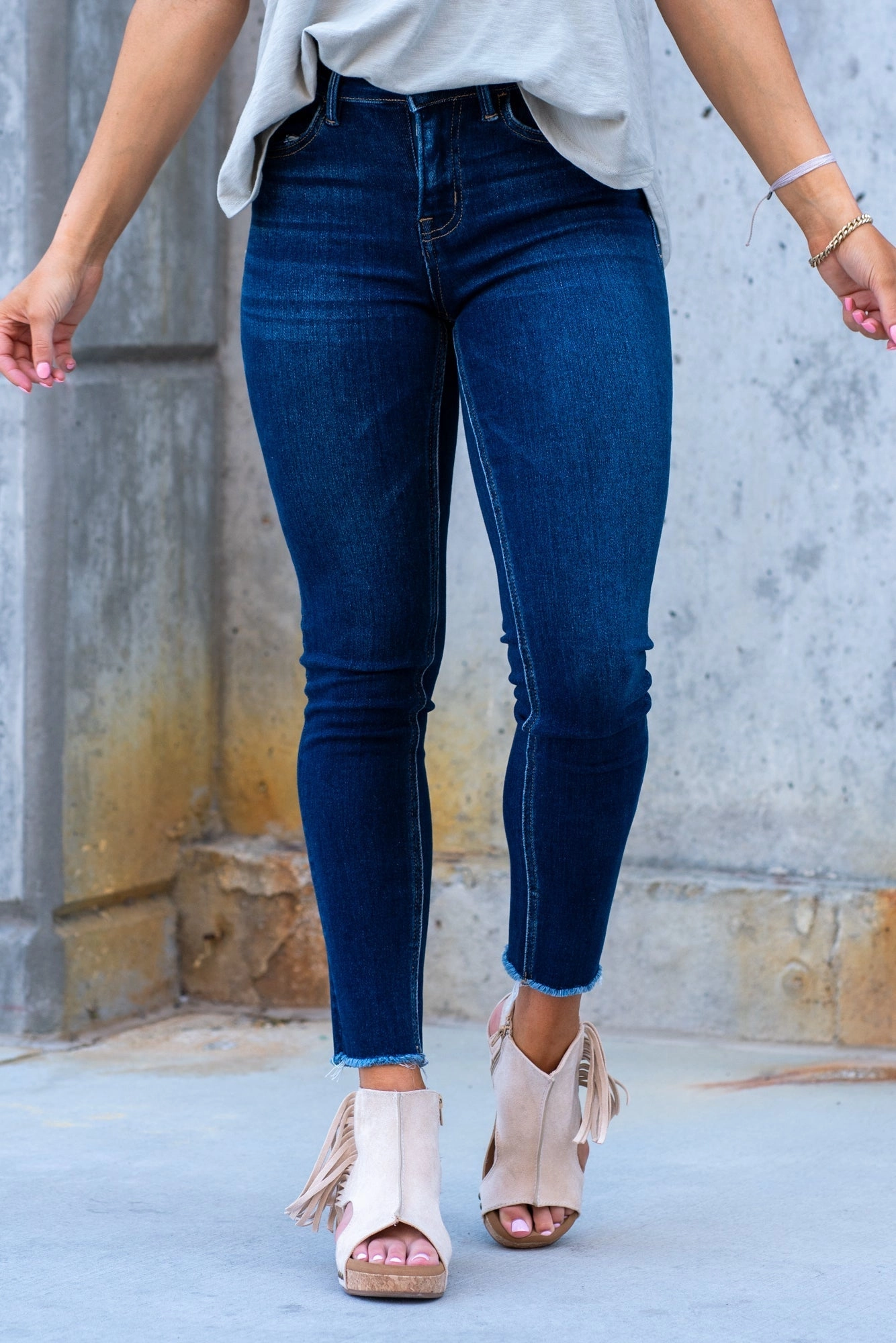 VERVET Emerson Haylie Mid Rise Skinny Regular & Plus Sizes Dark Blue Wash Minimalist Styling Urban Ready