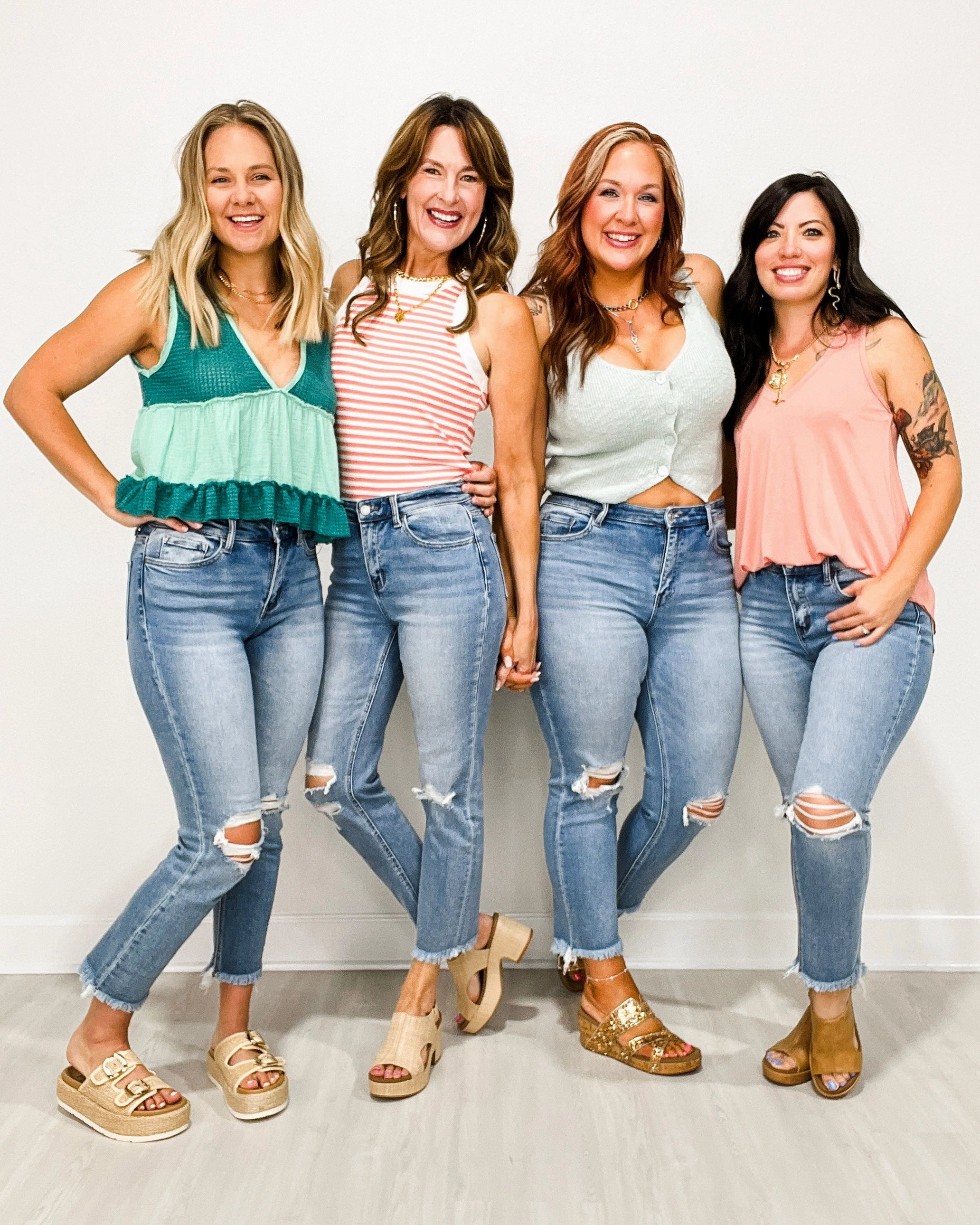 Vervet HOLY CROP High Rise Cropped Distressed Slim Jeans Breathable Travel Outfit Brunch Outfit