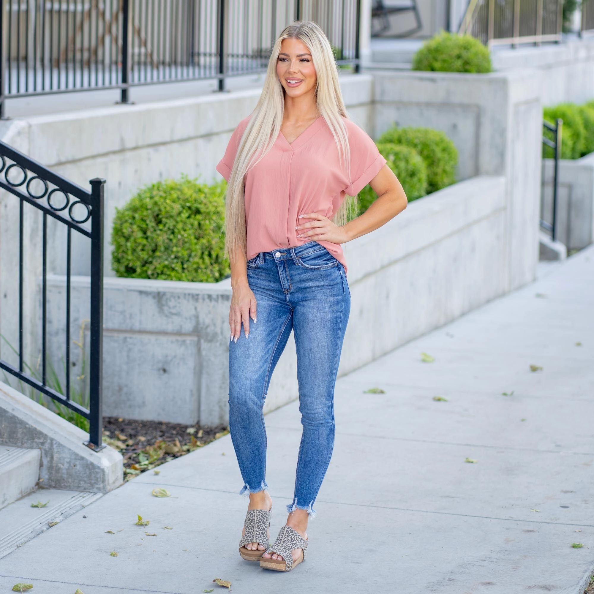 VERVET Instrumental High Rise Distressed Hem Skinny Jeans Regular & Plus Sizes All Fit Design Matching Basic