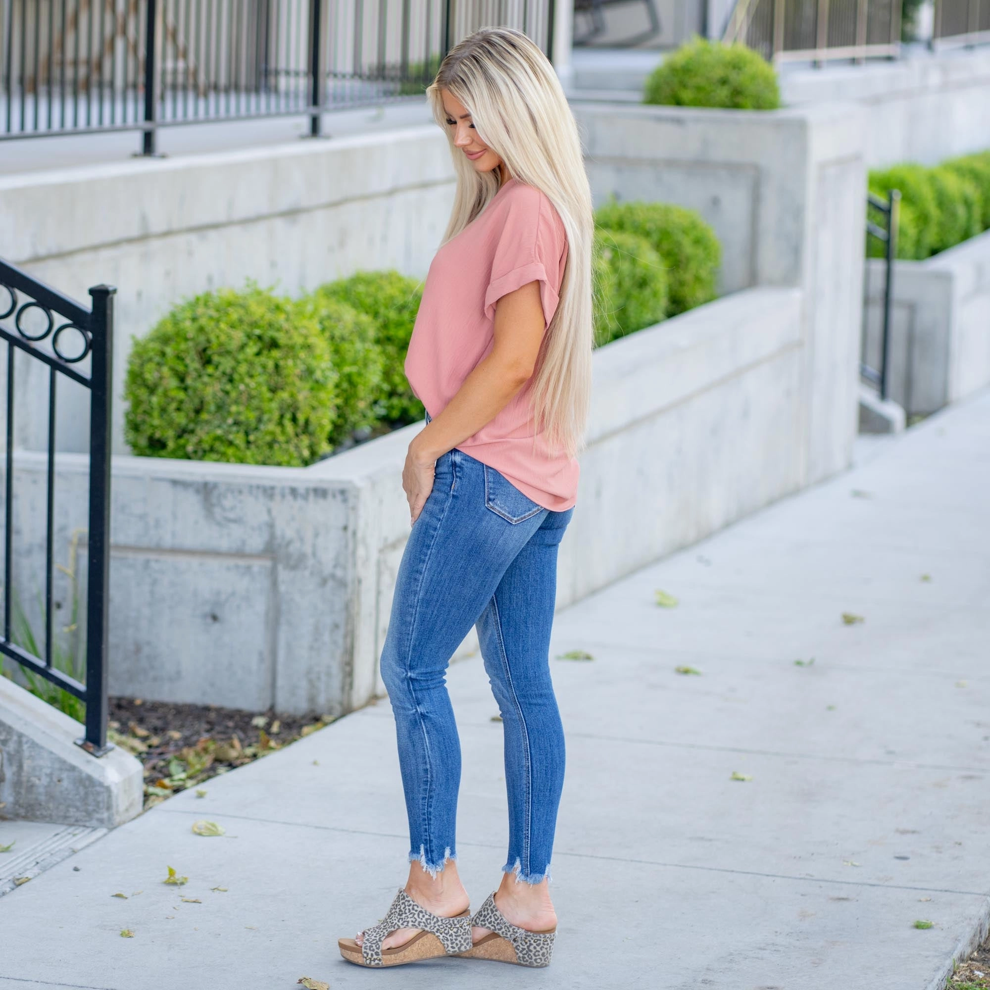 VERVET Instrumental High Rise Distressed Hem Skinny Jeans Regular & Plus Sizes Minimalist Rainy Day Vintage Lover