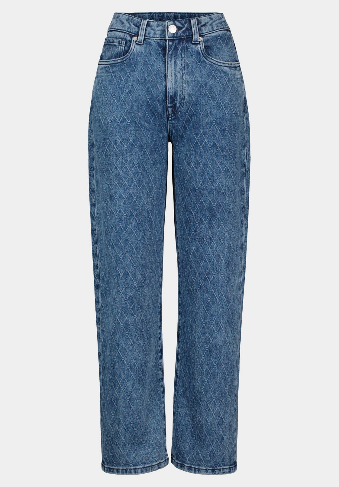 Core Look Reinforced Pockets Super High Rise Loose Straight Jane Women's Jeans, Sanded and Contrasted - BL16117