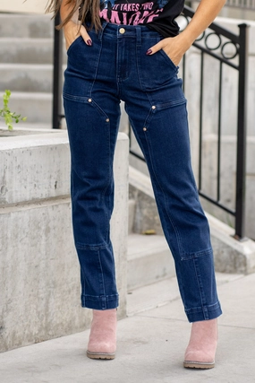 Vintage Horizon High Rise Work Wear Utility Straight Leg Regular & Plus Sizes Shopping Day Adult Fashion Athlete Fit Lightweight Feel