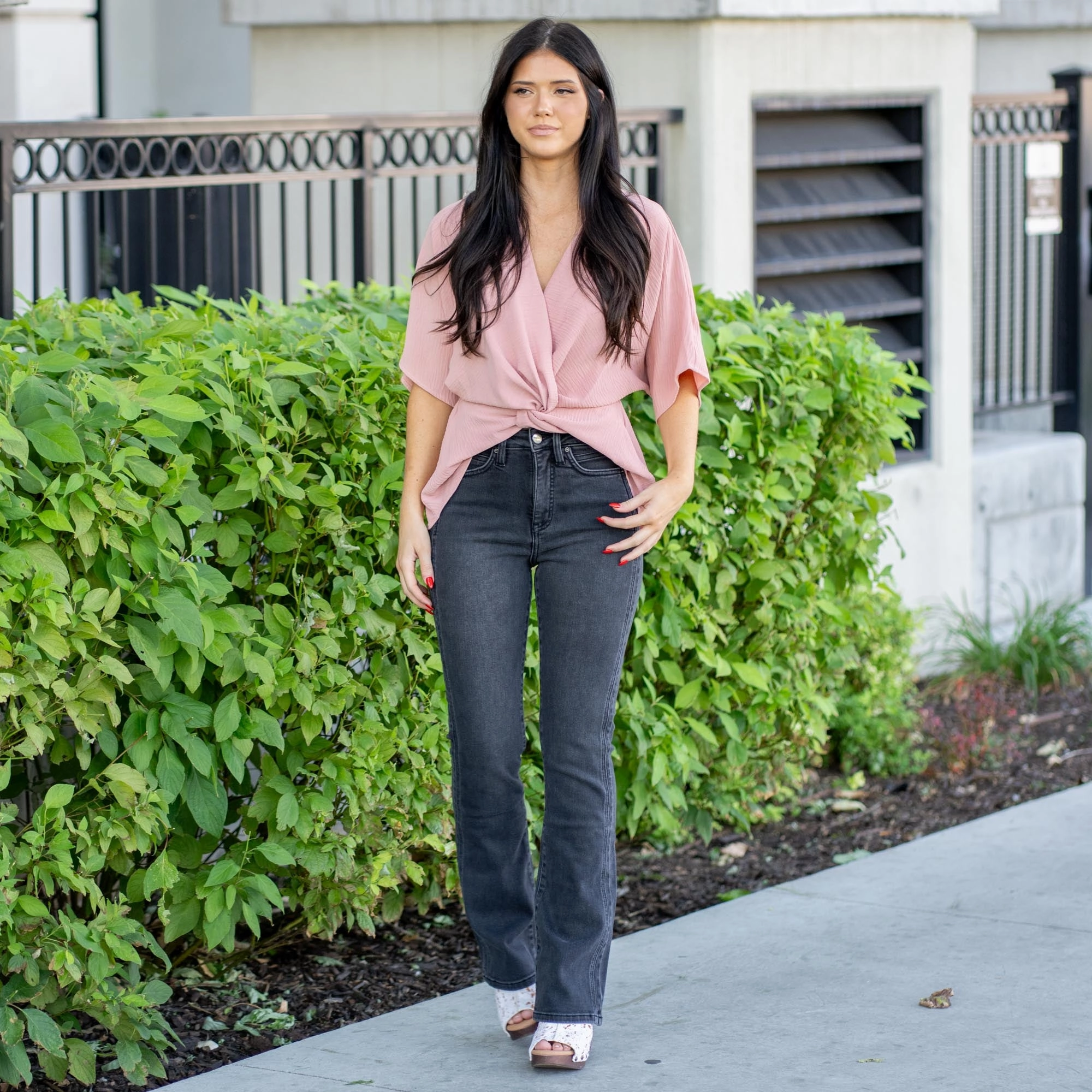 RFM Tummy Control Top Mia High Rise Slimmers Bootcut Jean Black Wash Secure Closure System