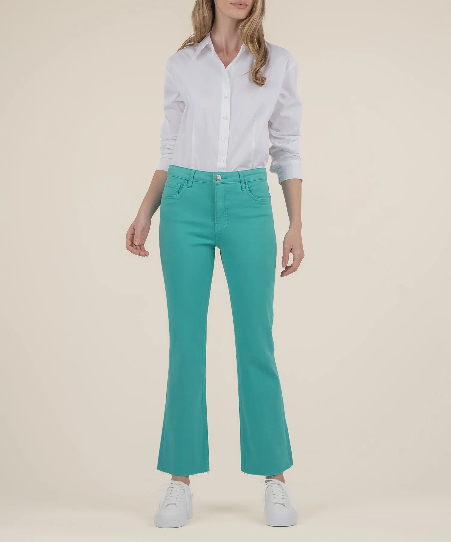 Kelsey High Rise Ankle Flare - Turquoise (FINAL SALE) Flattering Fit Casual Musthave