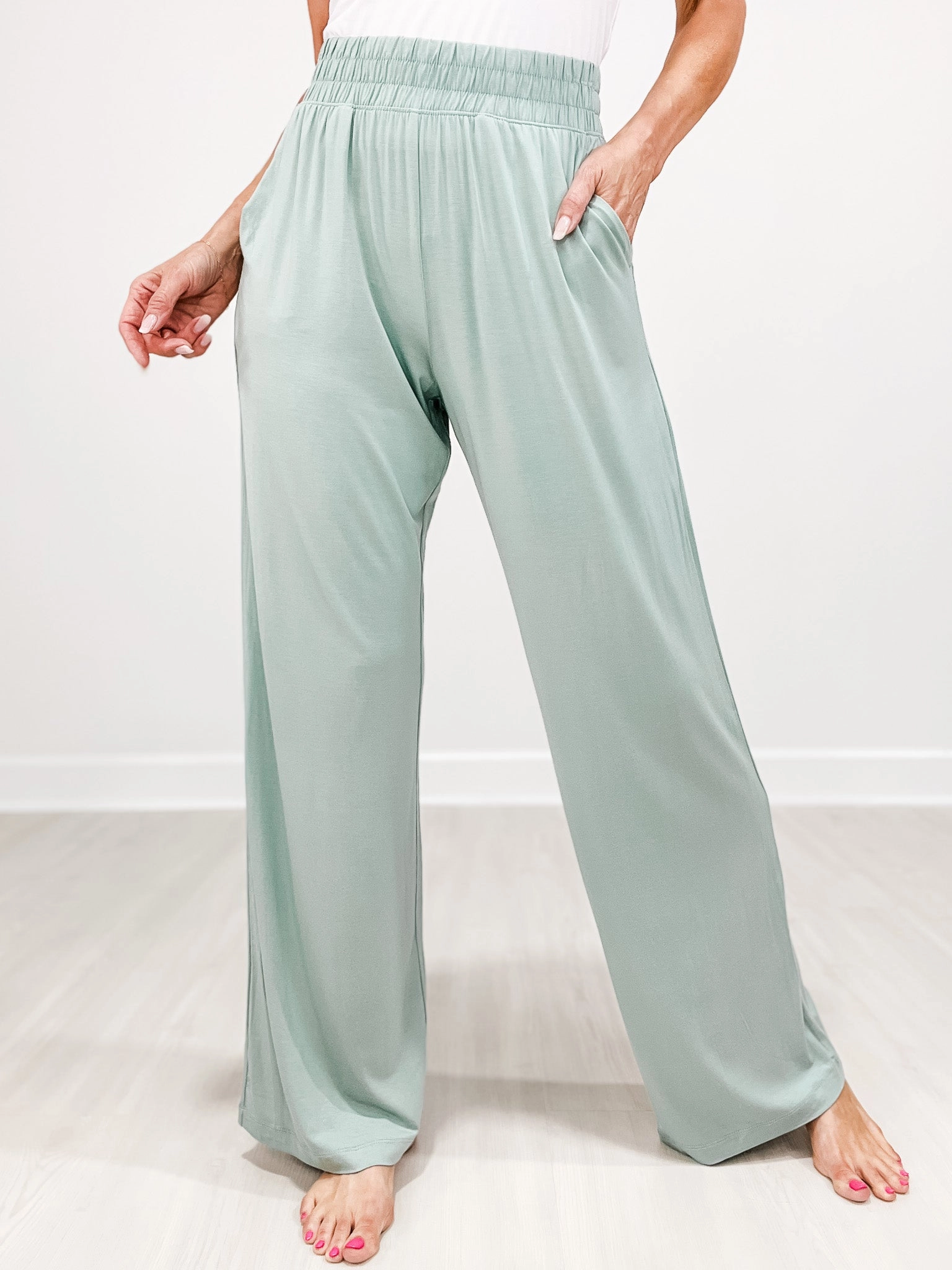 Viscose Elastic Waist Modal Wide Leg Pants Modern Waist Stay Dry