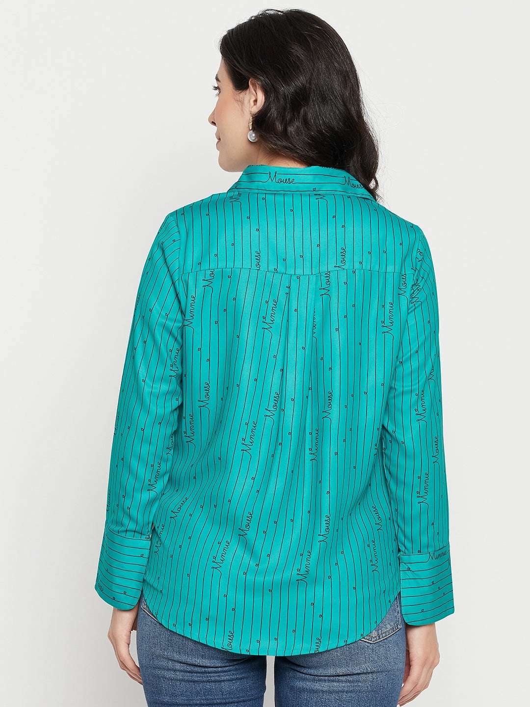 Flatlock stitching Madame Disney Printed Green Shirt