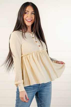 Youth fashion Waffle Knit Pleated | Top