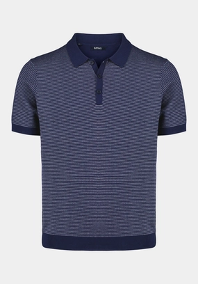 Walbert Men's Short-Sleeve Striped Sweater Polo, Whale - BM24696 Warm Winter Wear Performance Fit Wear