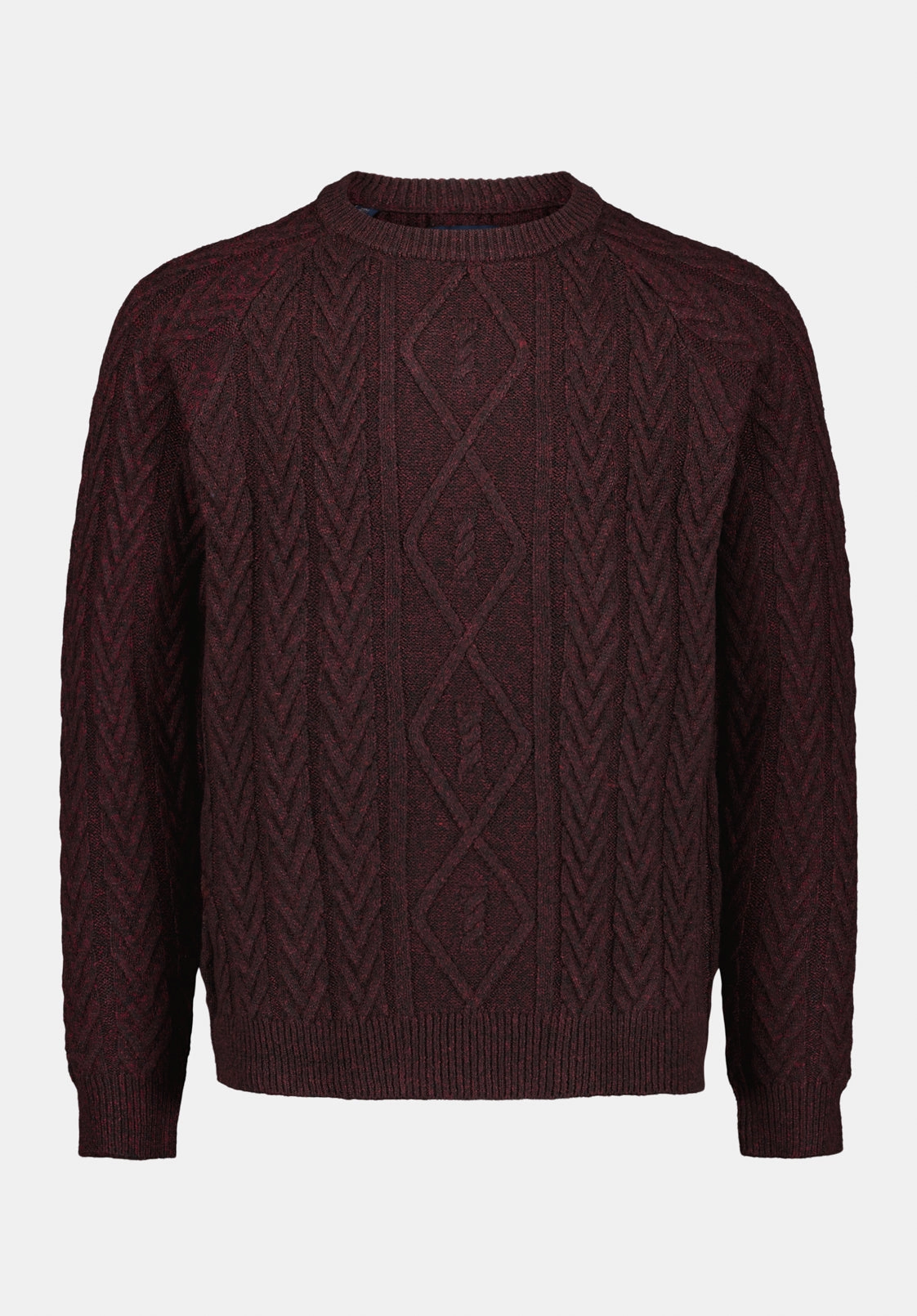 Biodegradable Fiber Option Essential Comfort Walder Men's Relaxed Cable Knit Sweater, Maroon Banner - BM24771