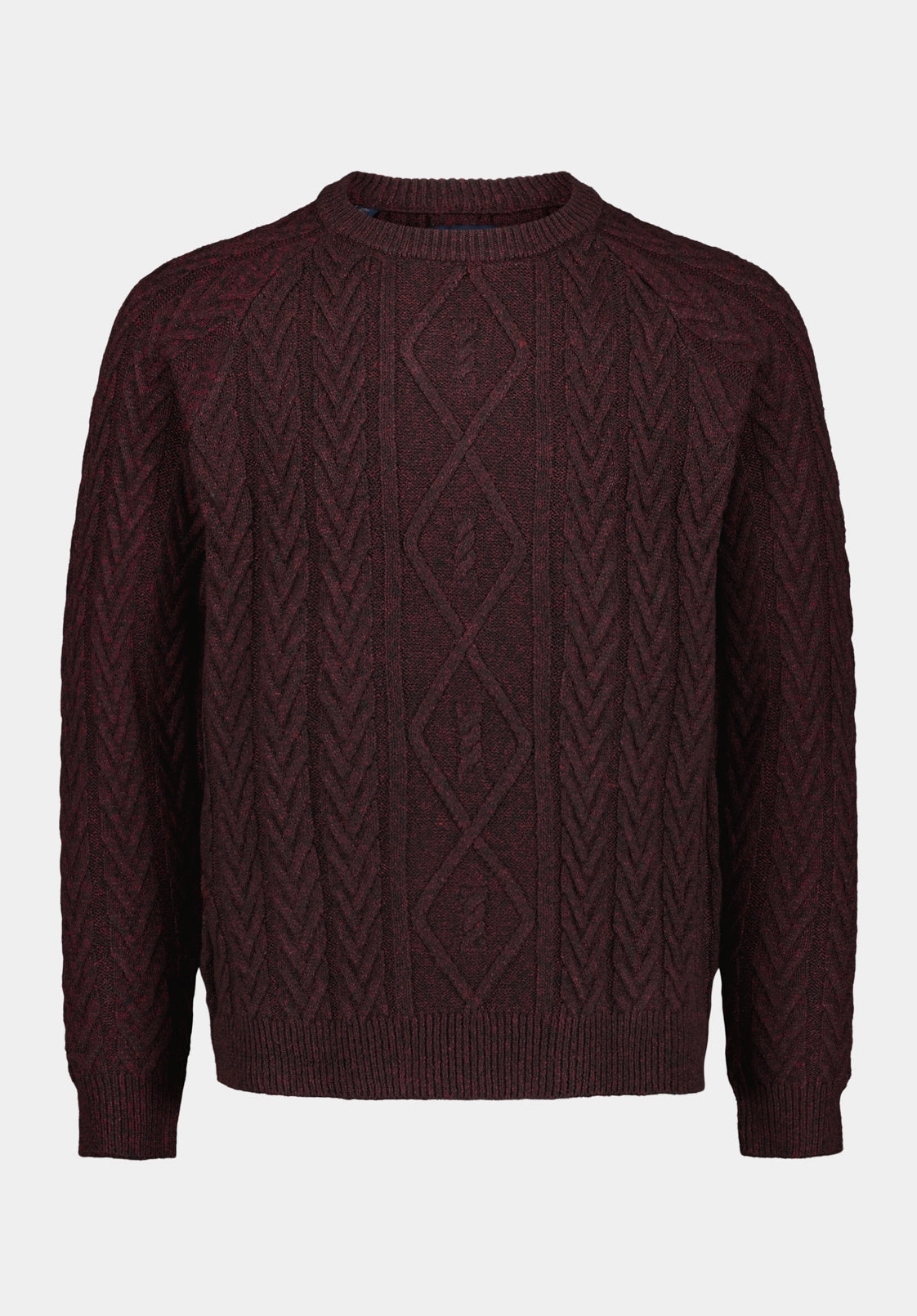 Walder Men's Relaxed Cable Knit Sweater, Maroon Banner - BM24771 Relaxed Neckline Easy Fit
