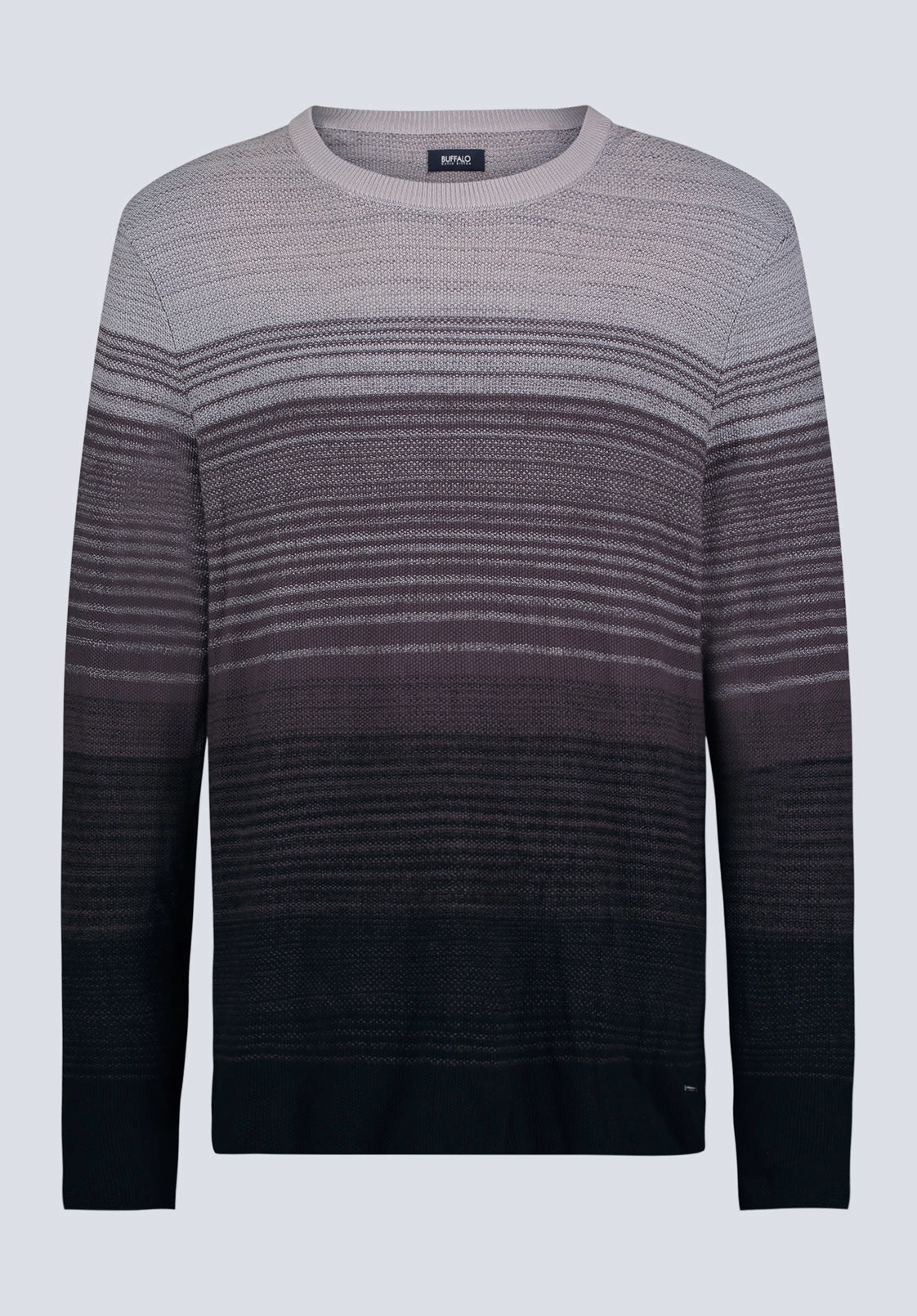 Waldy Men's Gradient Striped Knit Pullover, Charcoal - BM24419 Thermal Lining Softened Edges