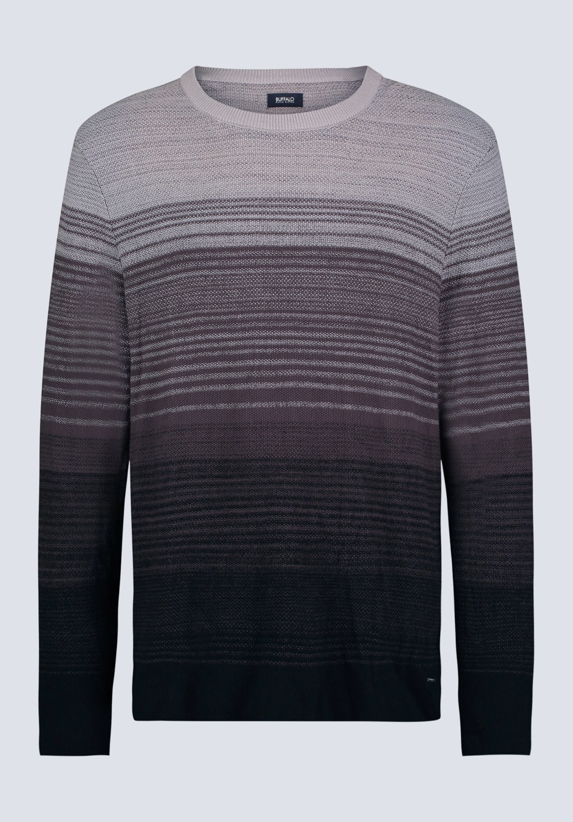Snuggle Comfort Knit Comfort Wear Waldy Men's Gradient Striped Knit Pullover, Charcoal - BM24419