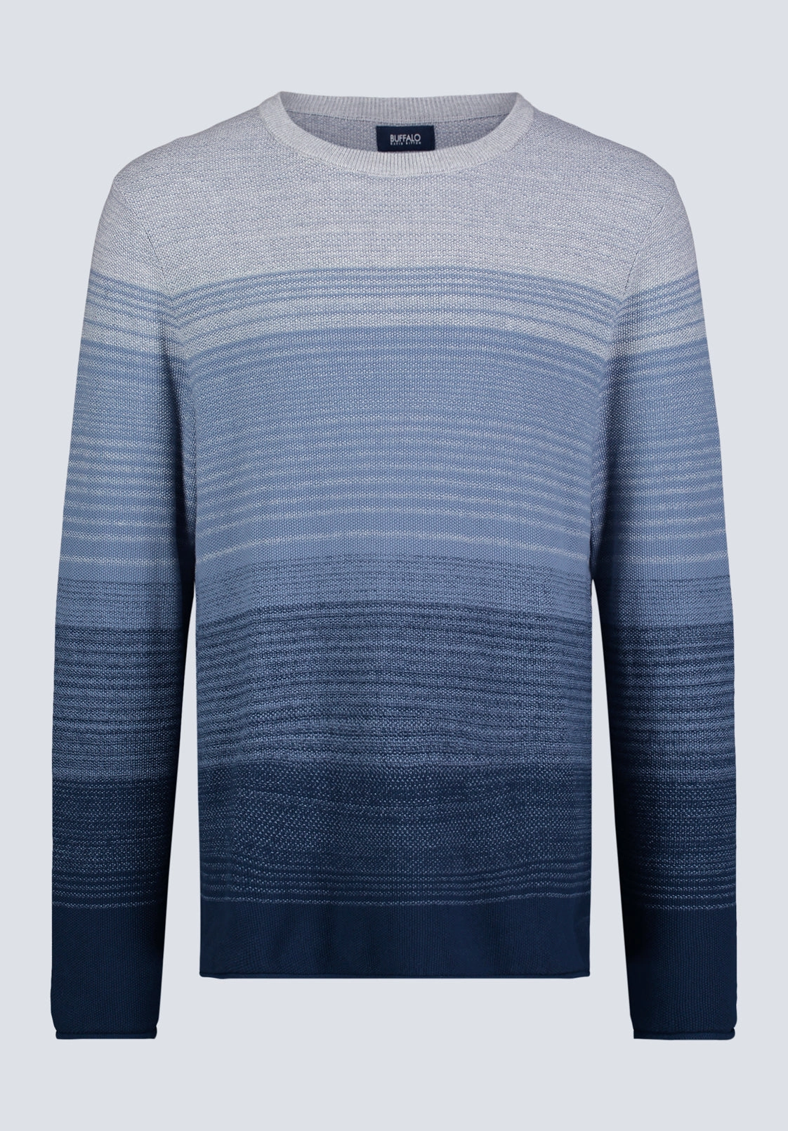 Waldy Men's Gradient Striped Knit Pullover, Mirage Blue - BM24419 Stylish Layers
