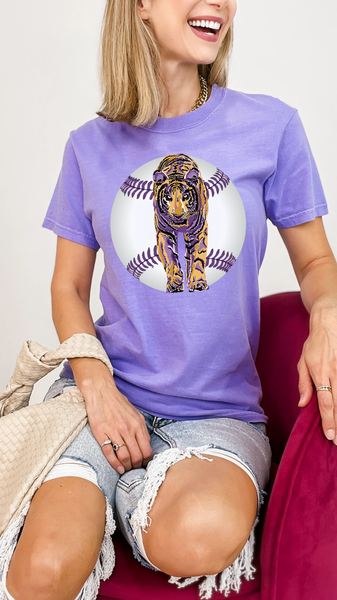 Compact Thermal Insulation Walk On Tiger Baseball Graphic Tee