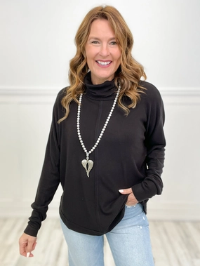 Mock Neck Dolman Sleeve Oversized Tunic Knit Top Winter Comfort Wear